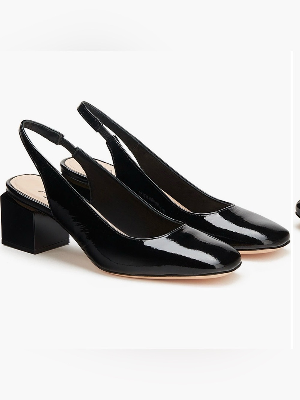 Agl Angie Square Block Heel Black Patent Slingback Pumps size 42 11 New $480